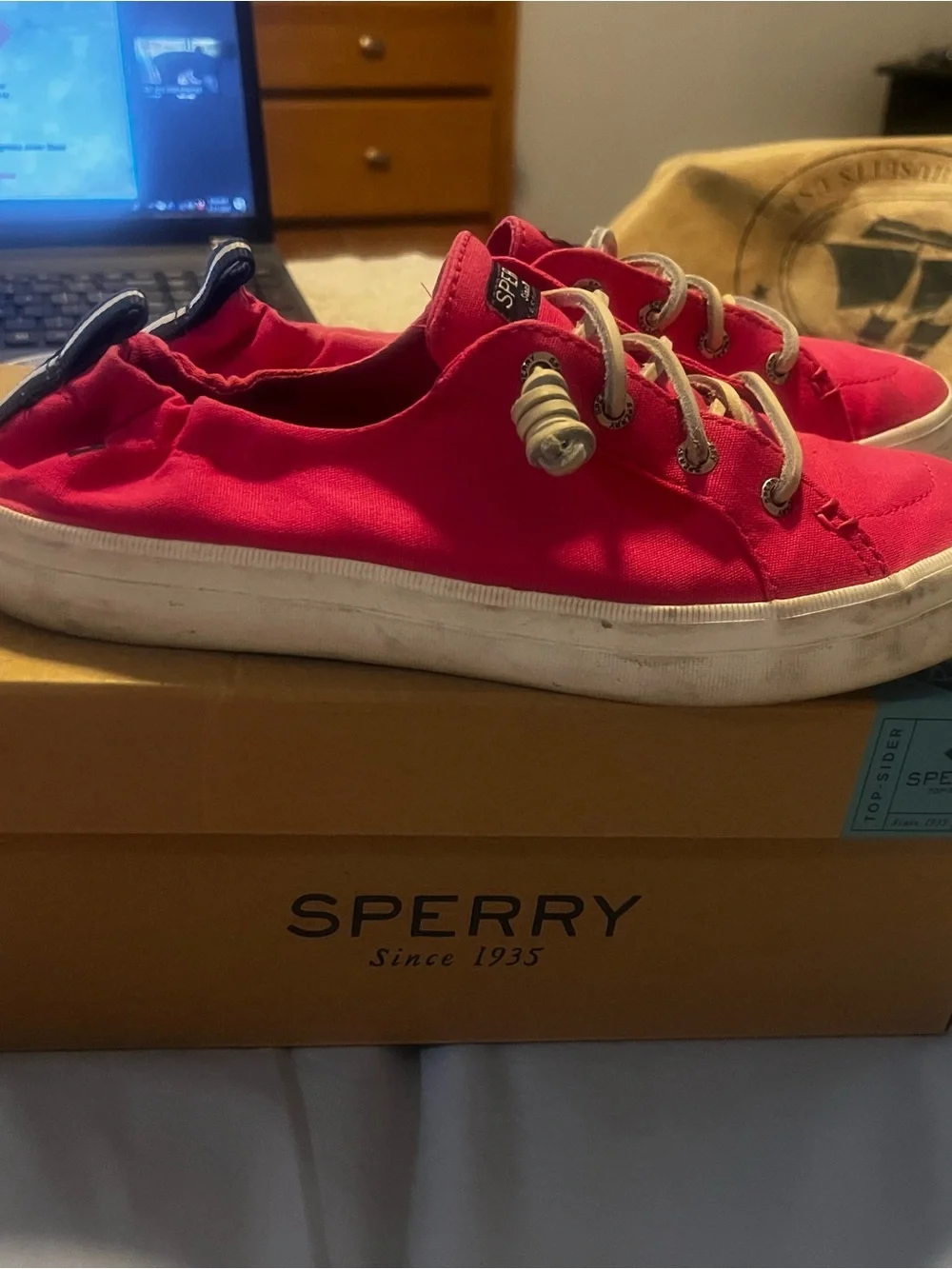 Sperry Women's Bright Pink Canvas Slip-On Sneakers with Toggle Laces